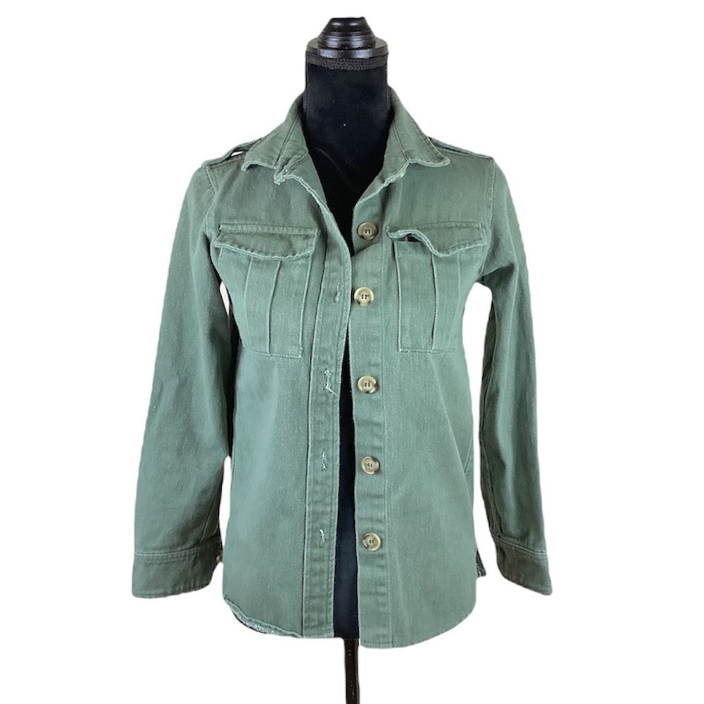 LINE THE LABEL GREEN UTILITARIAN DENIM SHACKET / SHIRT